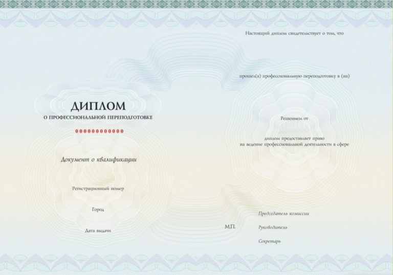 Диплом о профессиональной переподготовке
